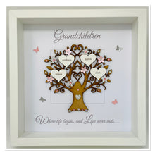 Load image into Gallery viewer, Grandchildren Family Tree Frame - Pale Pink & Silver Glitter - Contemporary
