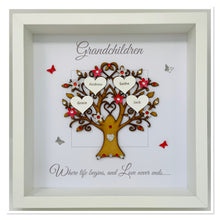Load image into Gallery viewer, Grandchildren Family Tree Frame - Red & Silver Glitter - Contemporary