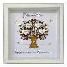 Load image into Gallery viewer, Grandchildren Family Tree Frame - Yellow & Silver Glitter - Contemporary