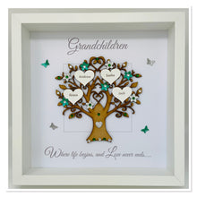 Load image into Gallery viewer, Grandchildren Family Tree Frame - Green & Silver Glitter - Contemporary