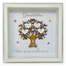 Load image into Gallery viewer, Grandchildren Family Tree Frame - Lilac & Silver Glitter - Contemporary