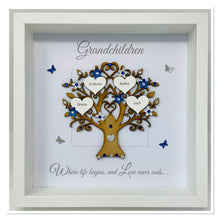 Load image into Gallery viewer, Grandchildren Family Tree Frame - Royal Blue & Silver Glitter - Contemporary