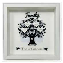 Load image into Gallery viewer, Family Tree Frame Black & Silver Glitter Gem Birds