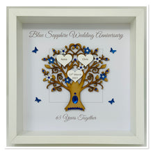 Load image into Gallery viewer, 65th Blue Sapphire 65 Years Wedding Anniversary Frame - Message