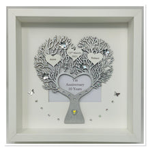 Load image into Gallery viewer, 10th Tin 10 Years Wedding Anniversary Frame - Metallic Heart Tree