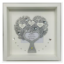 Load image into Gallery viewer, 70th Platinum 70 Years Wedding Anniversary Frame - Metallic Heart Tree