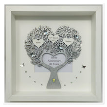 Load image into Gallery viewer, 25th Silver 25 Years Wedding Anniversary Frame - Heart Tree Metallic