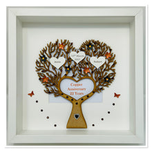 Load image into Gallery viewer, 22nd Copper 22 Years Wedding Anniversary Family Tree Frame - Heart