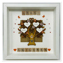 Load image into Gallery viewer, Grandchildren Scrabble Family Tree Frame - Orange