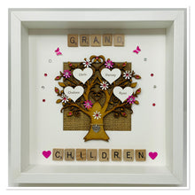 Load image into Gallery viewer, Grandchildren Scrabble Family Tree Frame - Bright Pink