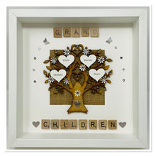 Load image into Gallery viewer, Grandchildren Scrabble Family Tree Frame - Grey