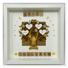 Load image into Gallery viewer, Grandchildren Scrabble Family Tree Frame - Yellow