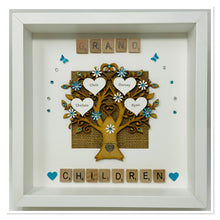 Load image into Gallery viewer, Grandchildren Scrabble Family Tree Frame - Turquoise
