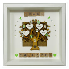 Load image into Gallery viewer, Grandchildren Scrabble Family Tree Frame - Green