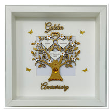 Load image into Gallery viewer, 50th Golden 50 Years Wedding Anniversary Frame - Wooden Metallic