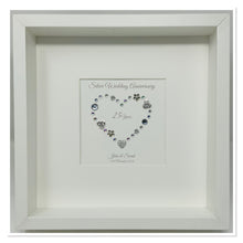 Load image into Gallery viewer, 25th Silver 25 Years Wedding Anniversary Frame - Gem Heart