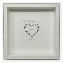 Load image into Gallery viewer, 10th Tin 10 Years Wedding Anniversary Frame - Gem Heart