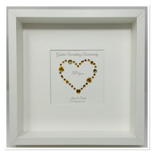 Load image into Gallery viewer, 50th Golden 50 Years Wedding Anniversary Frame - Gem Heart