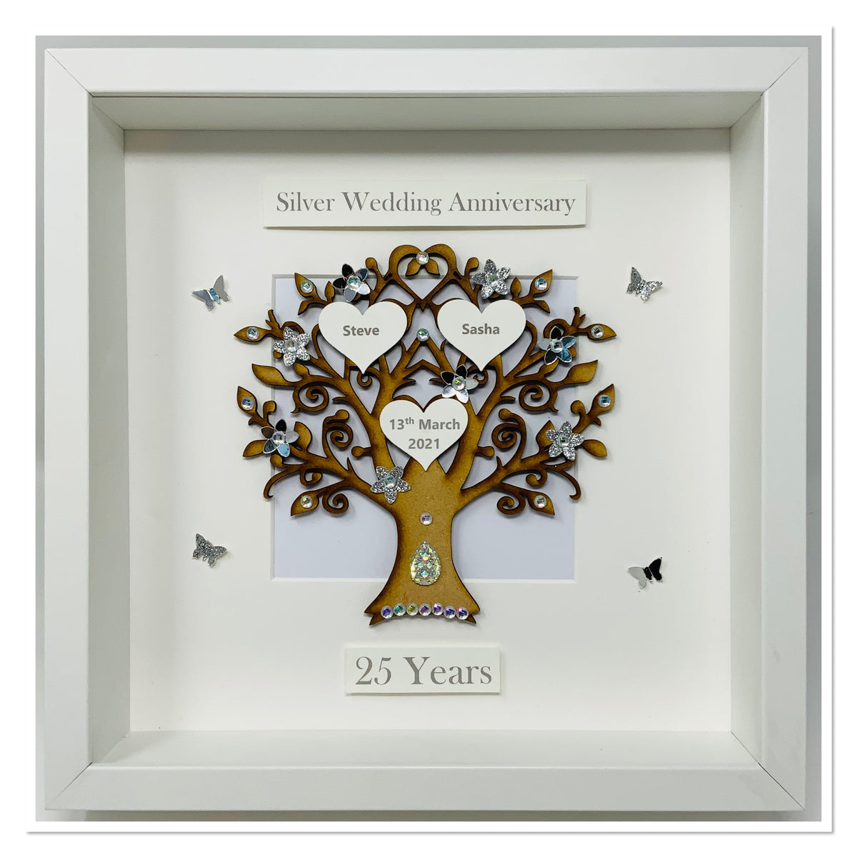 25th Silver 25 Years Wedding Anniversary Frame - Classic – Butterfly ...