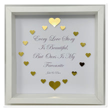 Load image into Gallery viewer, 'Every Love Story Is Beautiful' Gold Love Hearts Quote Frame