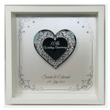 Load image into Gallery viewer, 10th Tin 10 Years Wedding Anniversary Frame - Intricate Mirror Heart