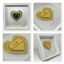 Load image into Gallery viewer, 50th Golden 50 Years Wedding Anniversary Frame - Intricate Mirror Heart