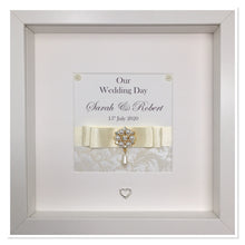 Load image into Gallery viewer, Wedding Day Ribbon Frame - Ivory Flocked