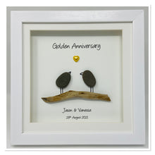 Load image into Gallery viewer, 50th Golden 50 Years Wedding Anniversary Frame - Pebble Birds
