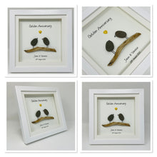 Load image into Gallery viewer, 50th Golden 50 Years Wedding Anniversary Frame - Pebble Birds