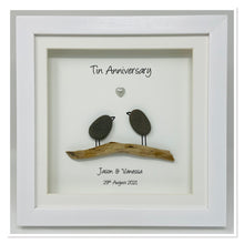 Load image into Gallery viewer, 10th Tin 10 Years Wedding Anniversary Frame - Pebble Birds
