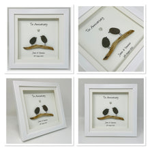 Load image into Gallery viewer, 10th Tin 10 Years Wedding Anniversary Frame - Pebble Birds