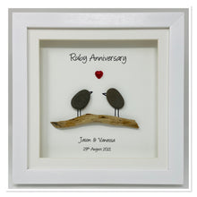 Load image into Gallery viewer, 40th Ruby 40 Years Wedding Anniversary Frame - Pebble Birds