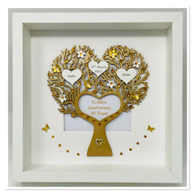 Load image into Gallery viewer, 50th Golden 50 Years Wedding Anniversary Frame - Metallic Heart Tree
