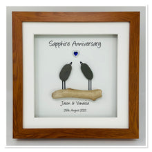 Load image into Gallery viewer, 45th Sapphire 45 Years Wedding Anniversary Frame - Pebble Birds