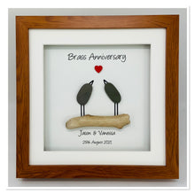 Load image into Gallery viewer, 21st Brass 21 Years Wedding Anniversary Frame - Pebble Birds