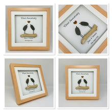 Load image into Gallery viewer, 5th Wood 5 Years Wedding Anniversary Frame - Pebble Birds