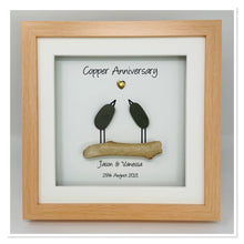 Load image into Gallery viewer, 7th Copper 7 Years Wedding Anniversary Frame - Pebble Birds