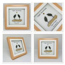 Load image into Gallery viewer, 22nd Copper 22 Years Wedding Anniversary Frame - Pebble Birds