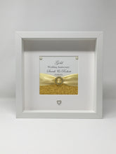 Load image into Gallery viewer, 50th Golden 50 Years Yellow Wedding Anniversary Ribbon Frame - Pebble