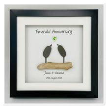 Load image into Gallery viewer, 55th Emerald 55 Years Wedding Anniversary Frame - Pebble Birds