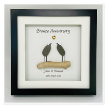 Load image into Gallery viewer, 8th Bronze 8 Years Wedding Anniversary Frame - Pebble Birds