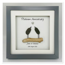 Load image into Gallery viewer, 70th Platinum 70 Years Wedding Anniversary Frame - Pebble Birds
