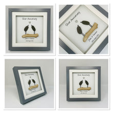 Load image into Gallery viewer, 25th Silver 25 Years Wedding Anniversary Frame - Pebble Birds