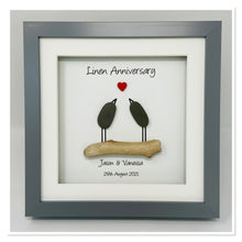 Load image into Gallery viewer, 4th Linen 4 Years Wedding Anniversary Frame - Pebble Birds