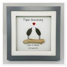 Load image into Gallery viewer, 1st Paper 1 Year Wedding Anniversary Frame - Pebble Birds