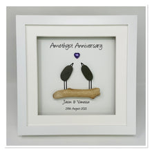 Load image into Gallery viewer, 33rd Amethyst 33 Years Wedding Anniversary Frame - Pebble Birds