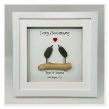Load image into Gallery viewer, 14th Ivory 14 Years Wedding Anniversary Frame - Pebble Birds