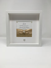 Load image into Gallery viewer, 50th Golden Champagne 50 Years Wedding Anniversary Ribbon Frame - Pebble