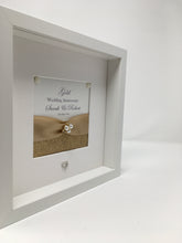 Load image into Gallery viewer, 50th Golden Champagne 50 Years Wedding Anniversary Ribbon Frame - Pebble