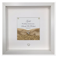 Load image into Gallery viewer, 50th Golden Champagne 50 Years Wedding Anniversary Ribbon Frame - Pebble